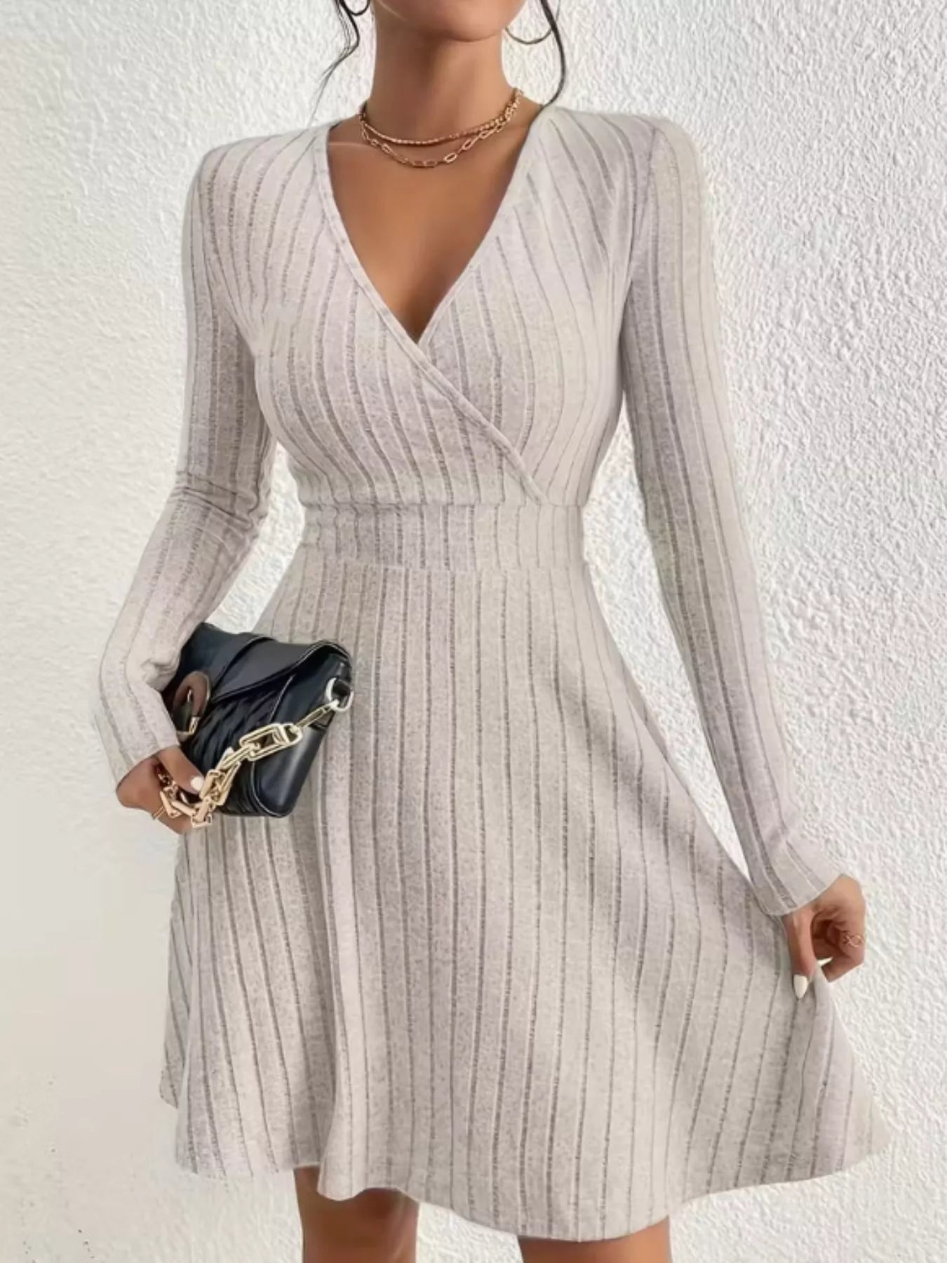 netta ribbed wrap dress Netta Ribbed Wrap Dress