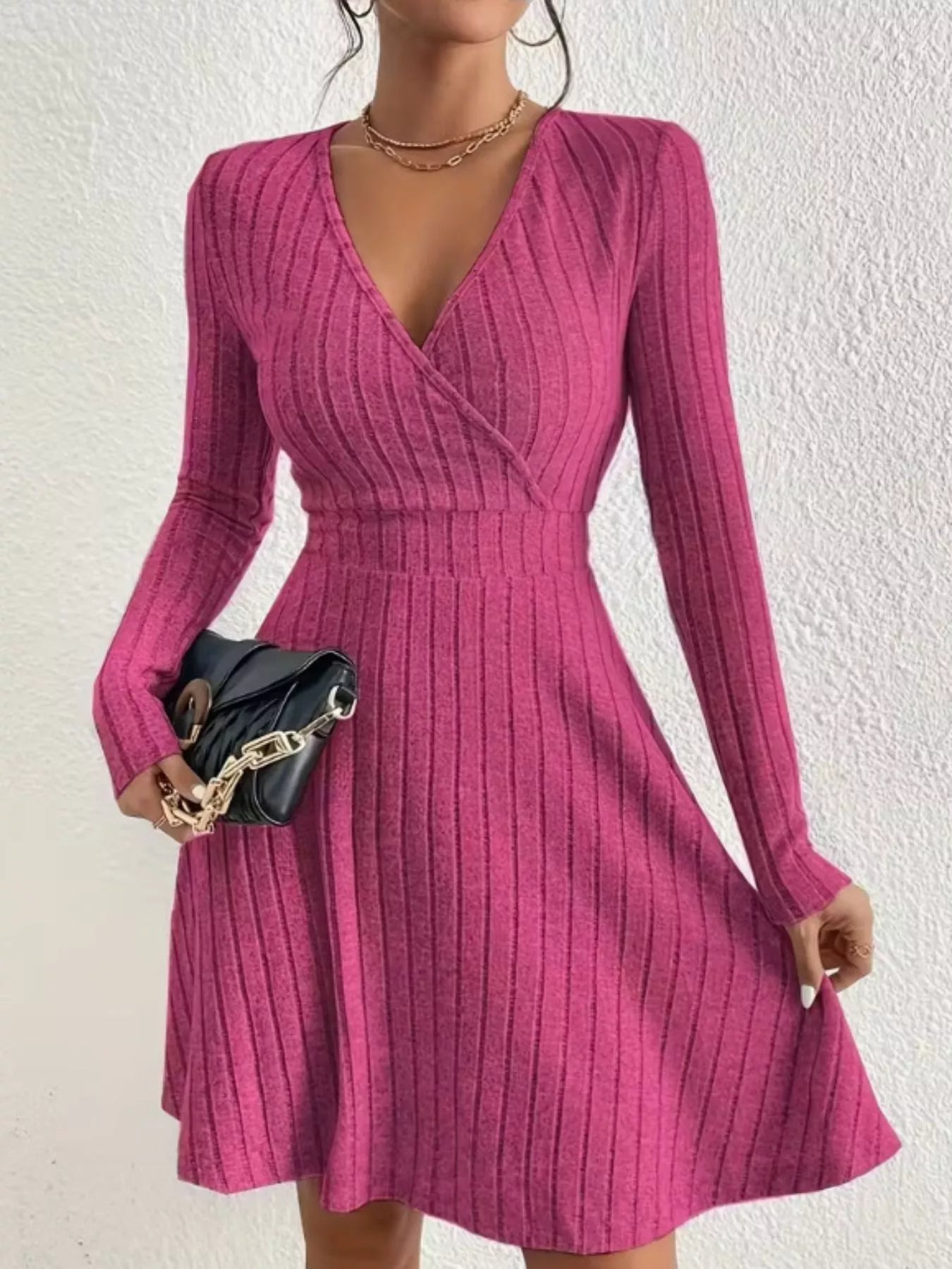 netta ribbed wrap dress Ribbed Knit Wrap Mini Dress Chromaa