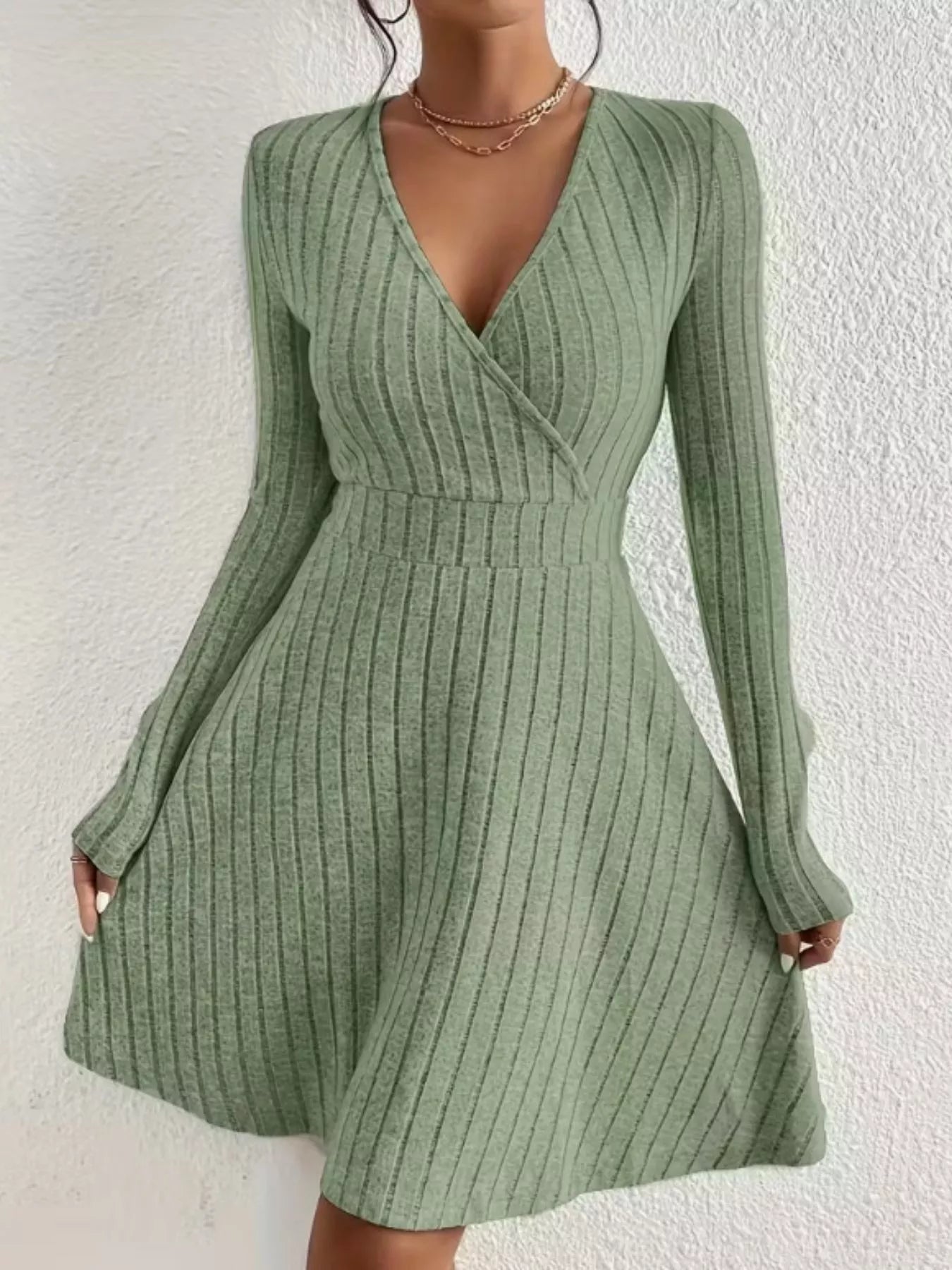 netta ribbed wrap dress Netta Ribbed Wrap Dress